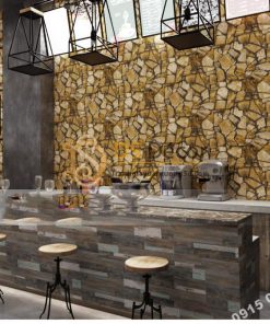 Giấy Dán Tường Giả Đá Pattern Cho Quán Cafe, Trà Sữa 3D127