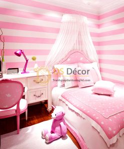 Giấy Dán Tường Sọc Hồng Hello Kitty - 3D062