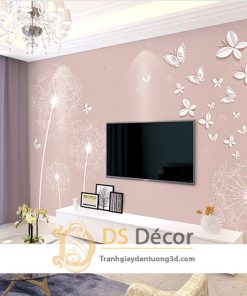 Tranh Dán Tường 3D|5D Hoa Bồ Công Anh và Bướm - 5D008