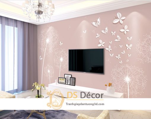 Tranh Dán Tường 3D|5D Hoa Bồ Công Anh và Bướm - 5D008