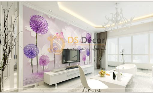 Tranh Dán Tường 5D Họa Tiết Hoa Bồ Công Anh Phối Chi Tiết Hiện Đại - 5D010