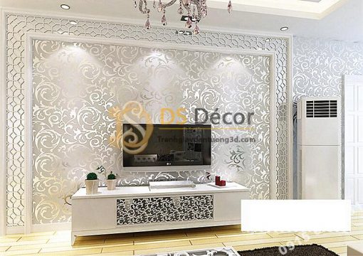 Giấy dán tường hoa lá cách điệu 3D296 dát vàng bạc